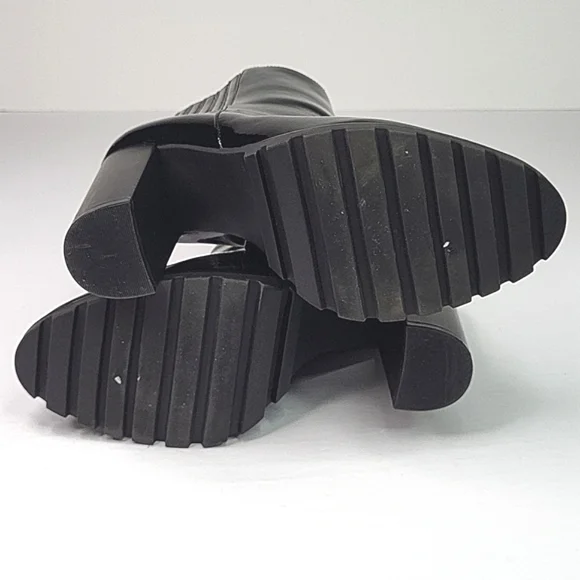 Just Fab Black Lug Sole Block Patent Leather Boots - Picture 13 of 17